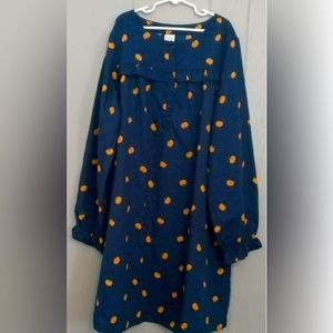 Crewcuts Thanksgiving size 8 navy blue dress with pumpkins perfect condition